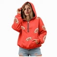 thumbnail image 1 of Ccpelsie Women Hoodies Fleece Fashion Half Zip Sweatshirts Cute Y2k Fall Clothes(Red,S), 1 of 4