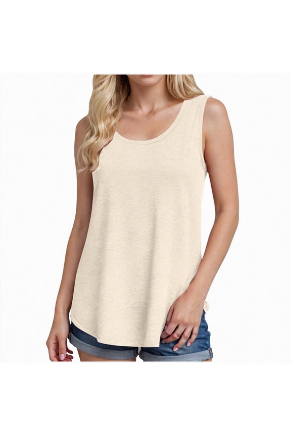 Women Sexy Square Neck Tank Top Summer Y2K Going Out Basic Cami Shirt(Khaki,XL)