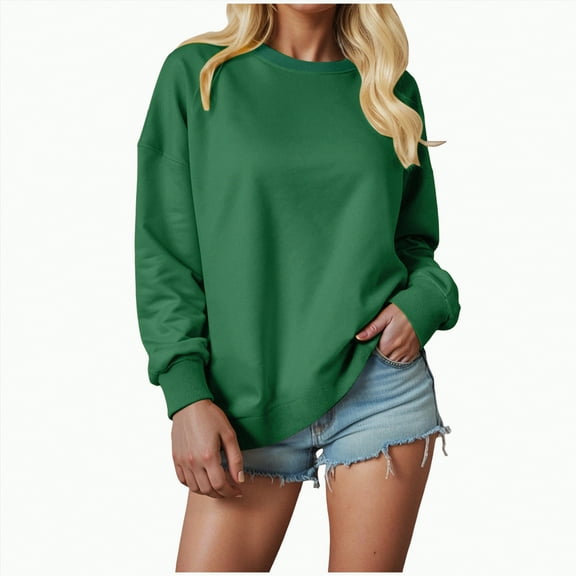 Ccpelsie Women Sweatshirts Pullover Crewneck Winter Long Sleeve Tops Shirts for Women(Green,XXXL)