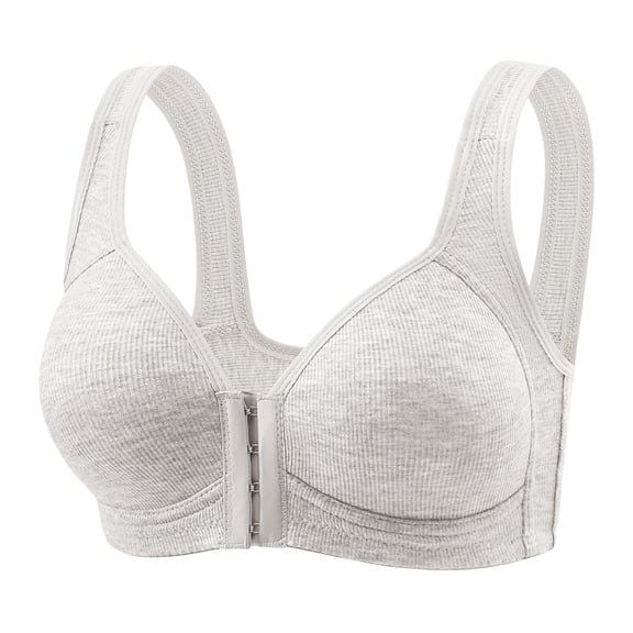 Ccpelsie Women's Front Closure Bra Underwire Unpadded Plus Size Full Coverage T-Shirt(Light Gray,XL)
