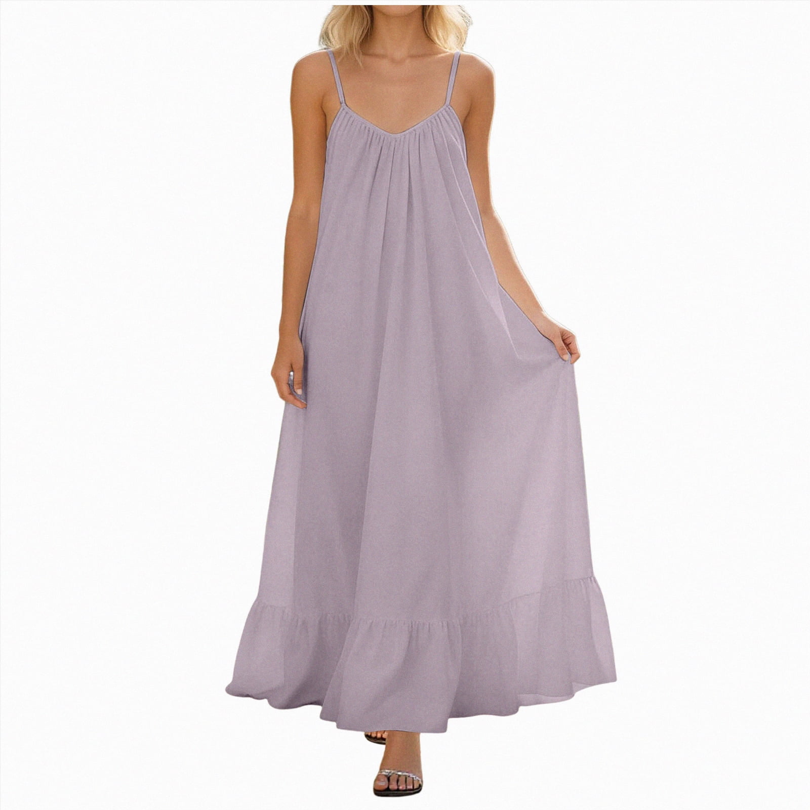 Ccpelsie Women's Summer Maxi Dress Sleeveless Crewneck Casual Loose ...