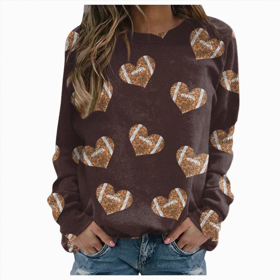 Ccpelsie Women's Sweatshirt Crewneck Cotton Pullover Fall Casual Long Sleeve Warm Tops(Coffee,S)