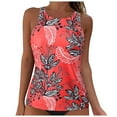 thumbnail image 1 of Ccpelsie Women's Tankini Top Only Tummy Control Bathing Suit Top Ruffle Swimsuit Top V Neck Swim Tank Top No Bottom(C-Red,S), 1 of 7