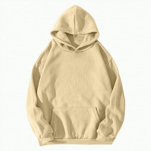Ccpelsie Women's Winter Warm Hoodie Sherpa Fleece Lined Pullover Hoodie Hooded Sweatshirt Heavyweight Casual Tops(Beige,M)