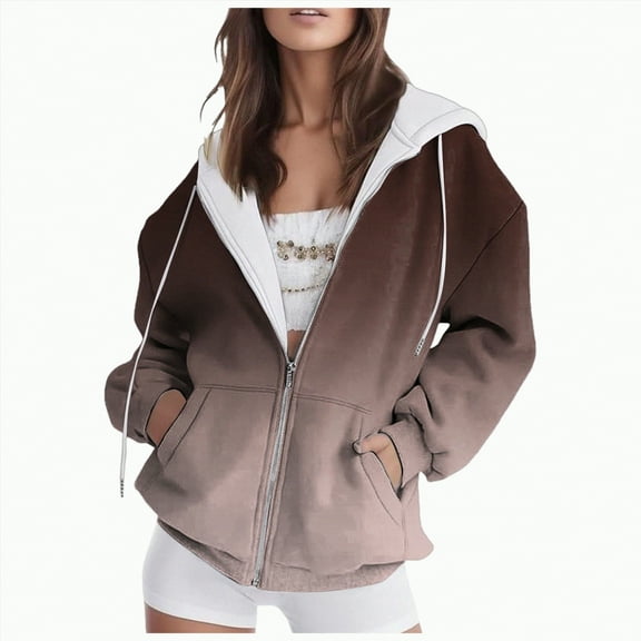 Ccpelsie Women's Zip Up Hoodies Casual Hooded Jacket Workout Full Zip Sweatshirts Pocket Coats(Light Pink,M)