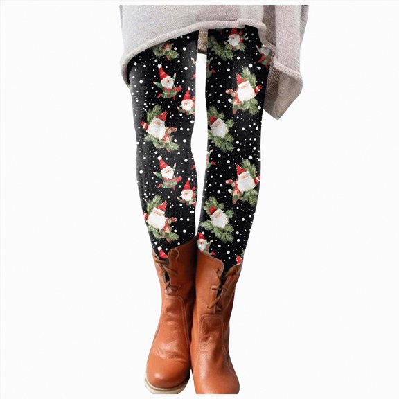 Ccpelsie Womens Christmas Leggings High Waist Xmas Tight Holiday Graphic Pants(Red,S)