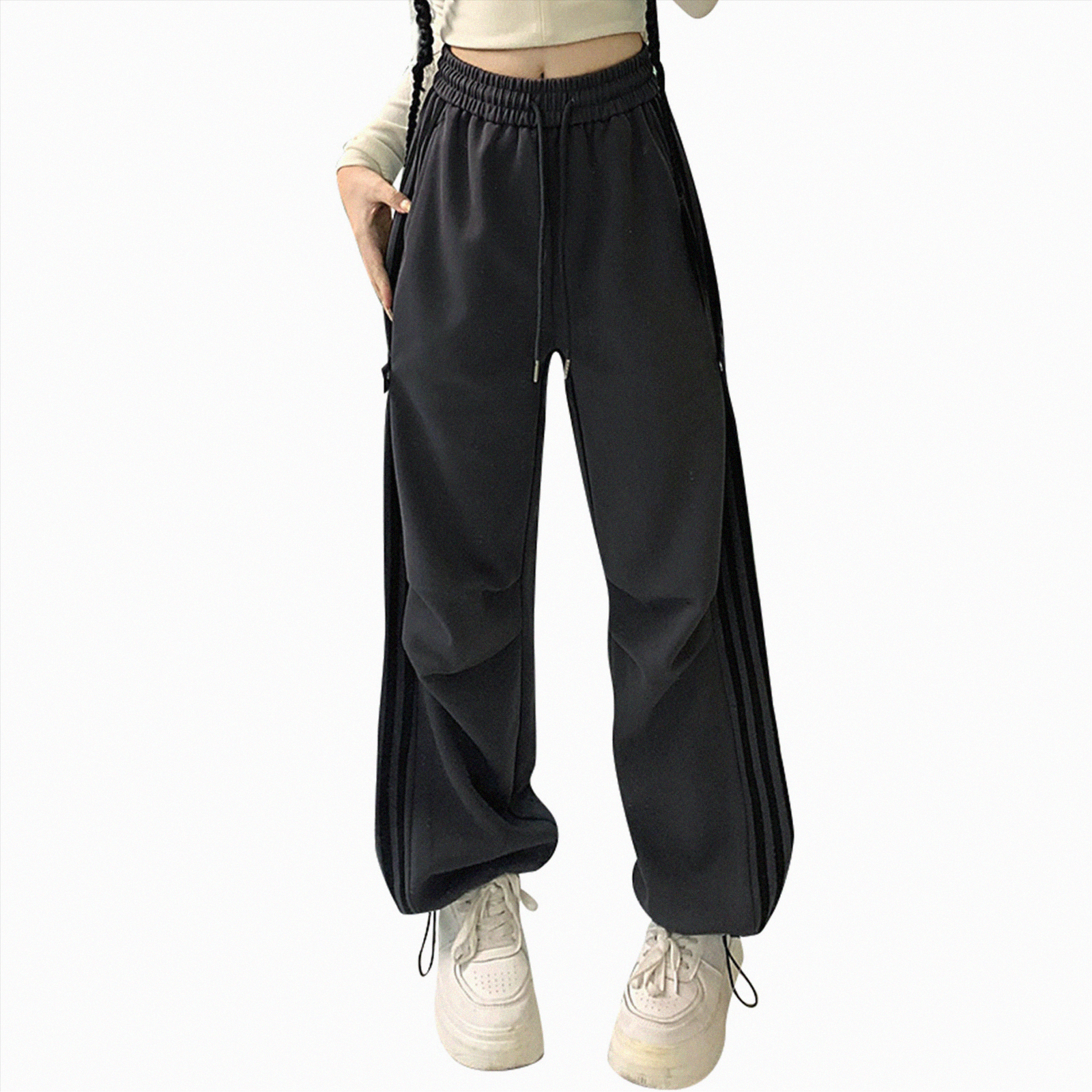 ATHMILE Women's Wide Leg Sweatpants - High Waisted Baggy Joggers With Drawstring