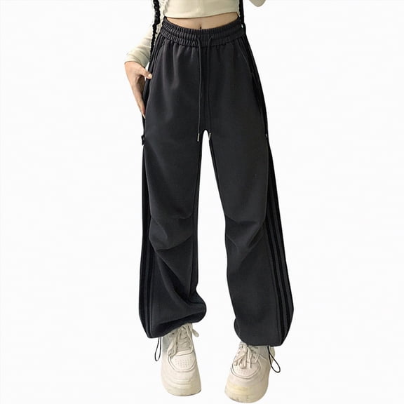 Ccpelsie Womens Wide Leg Sweatpants High Waisted Baggy Pants Fashion Teen Girl Drawstring Athletic Joggers(Grey,XXXL)