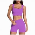 thumbnail image 1 of Ccpelsie Workout Sets for Women 2 Piece Color Block Strappy Sports Bra High Waist Shorts Gym Yoga Pilates Outfits(Purple,S), 1 of 4