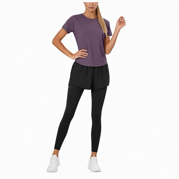 Ccpelsie Workout Sets for Women Two Piece Outfits Seamless High Waist Leggings Yoga Crop Tops Athletic Sports Gym Sets(Dark Purple,S)