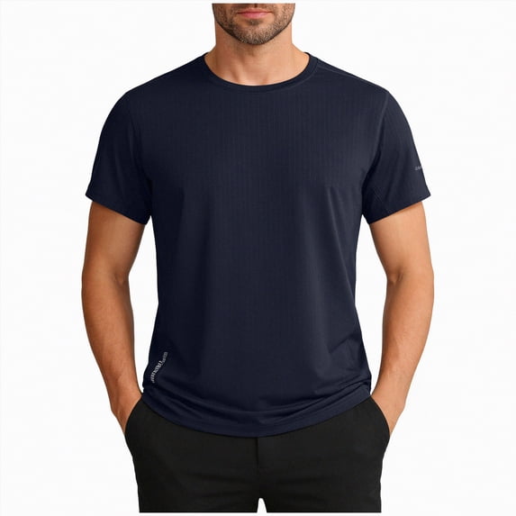 Ccpelsie Workout Shirts for Men-Quick Dry Gym Moisture Wicking Short Sleeve T-Shirts for Running Casual(Navy,XL)