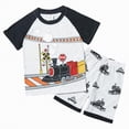 thumbnail image 1 of Ccpelsie Young Boy Clothes Colorblock Top + Drawstring Waist Shorts 2 Pieces Kid Summer Outfits Set(Grey,3-4 Years), 1 of 5