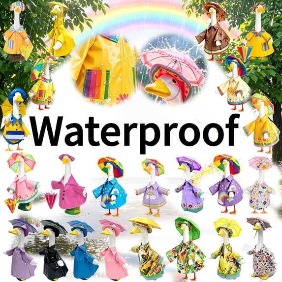 Ccwuwei Fall Porch Goose 23 inch Clothes, 23 inch Porch Goose Raincoat with Umbrella & Hat, Courtyard Style Pet Costume for Outdoor Lawn Garden Yard Patio Decoration