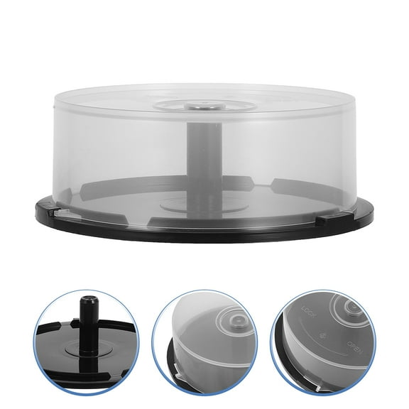 Cd Covers Plastic,4Pcs CD DVD Cake Box Spindle Empty DVD Storage Bucket Clear CD Holder 25 Disc Capacity Storage Containers Plastic Column Dvds Bucket With Black Spindle