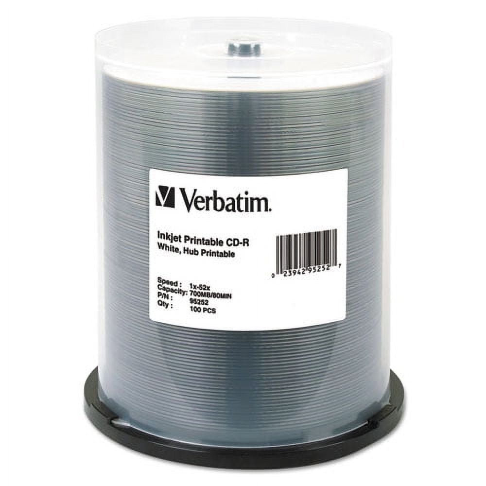 Cd-R Printable Recordable Disc, 700 Mb, 52x, Spindle, White, 100/pack | Bundle of 10 Packs