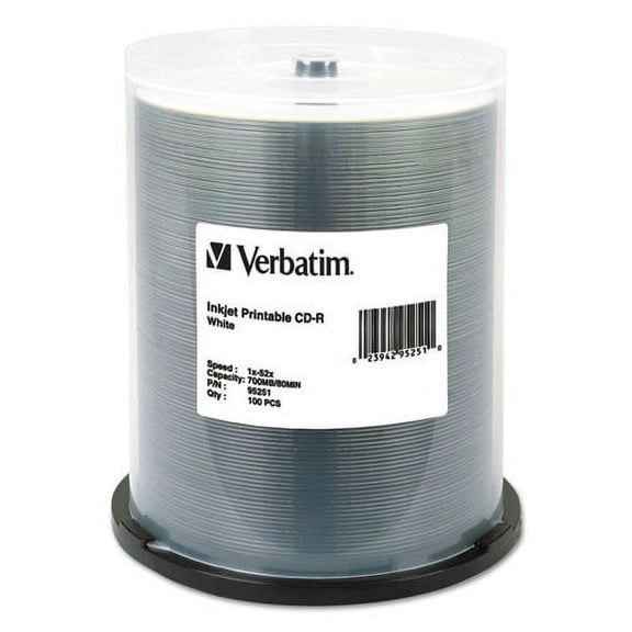 Cd-R Printable Recordable Disc, 700 Mb/80 Min, 52x, Spindle, White, 100/pack | Bundle of 2 Packs