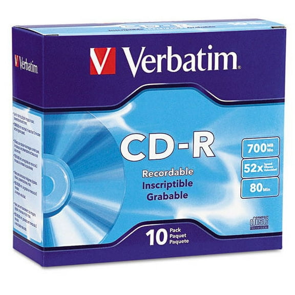 Cd-R Recordable Disc, 700 Mb/80 Min, 52x, Slim Jewel Case, Silver, 10/pack | Bundle of 2 Packs