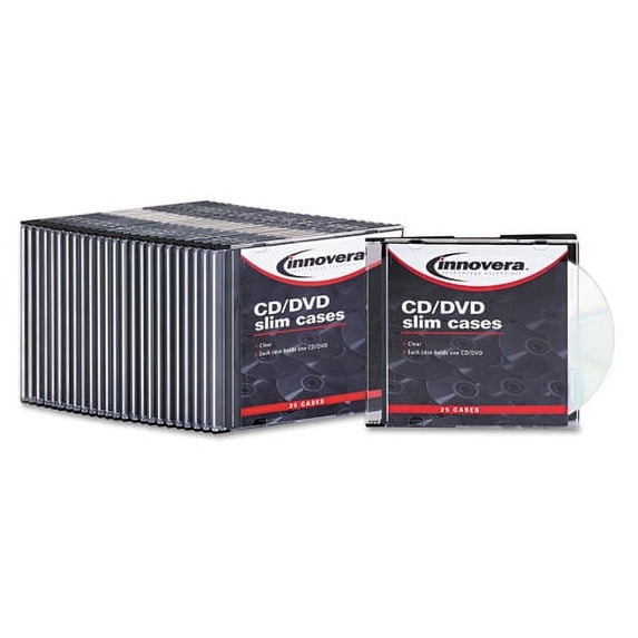 Cd/dvd Slim Jewel Cases, Clear/black, 25/pack | Bundle of 2 Packs