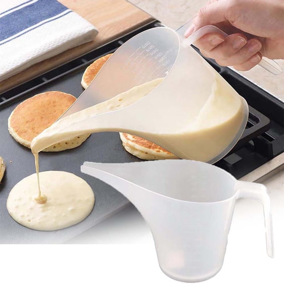 Cdar 1000ml Plastic Measuring Cup Pitcher Scale Long Funnel Spout Easy Pour Handle
