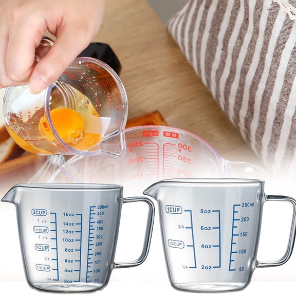 Cdar 250ml 500ml Glass Measuring Cup Set Heat-resisting Glass Scale Measure Microwave Tool