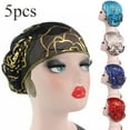 thumbnail image 1 of Cdar 5pcs Women's Lace Flower Pleat Hair Loss Head Scarf Turban Cap Muslim Hijab Hats, 1 of 6