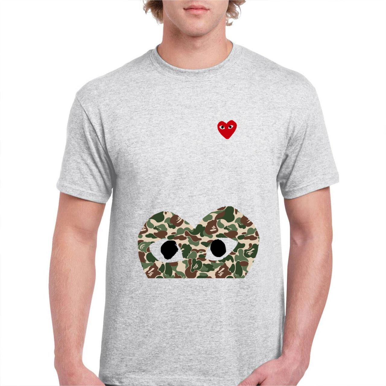 Cdg Shirt Camo Printed Half Heart Shirt Comme Des Garcons Play Red Heart Emblem Shirt Walmart