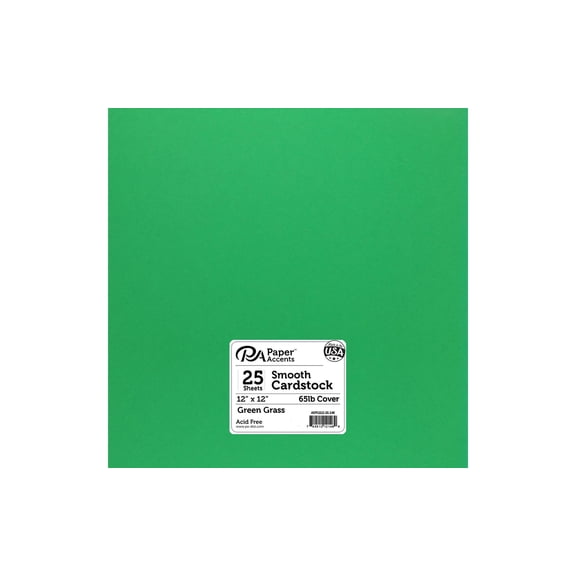 Cdstk Smooth 12x12 65lb Green Grass (25 sheets)
