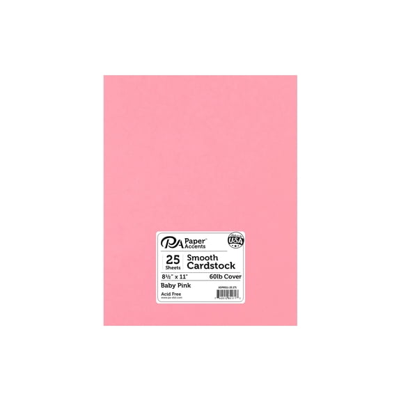 Cdstk Smooth 8.5x11 60lb Baby Pink (25 sheets)