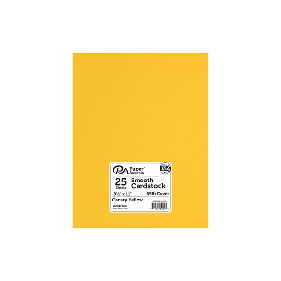 Cdstk Smooth 8.5x11 65lb Canary Yellow (25 sheets)