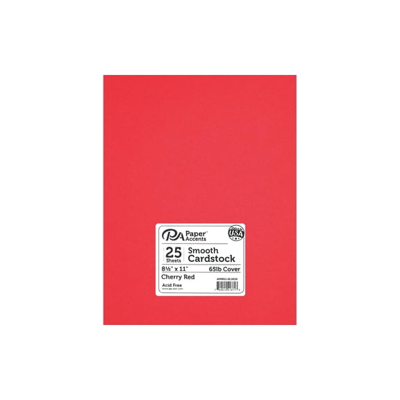 Cdstk Smooth 8.5x11 65lb Cherry Red (25 sheets)