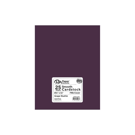 Cdstk Smooth 8.5x11 74lb 25pc Pk Grape Slushie
