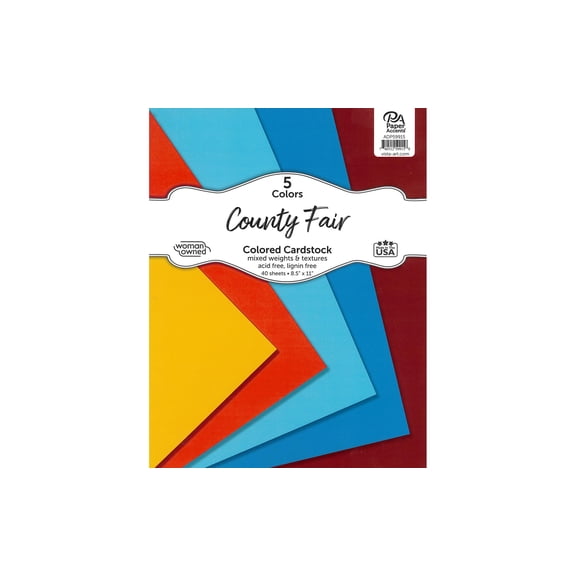 Accent Design Paper Accents Cardstock Variety Pack 8.5x11" 40 Sheets  County Fair Colored Cardstock, Card Stock, Construction Paper for Scrapbooking, DIY, and Art Projects