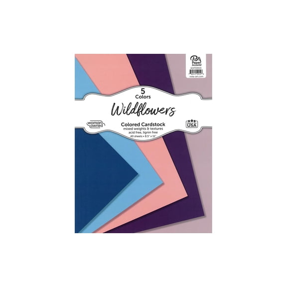 Accent Design Paper Accents Cardstock Variety Pack 8.5x11" 40 Sheets Wildflowers Colored Cardstock, Card Stock, Construction Paper for Scrapbooking, DIY, and Art Projects