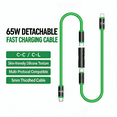 Cdtou 2‑in‑1 Splicable Green Silicone Charging Cord, 65W Pd Fast Charge ...