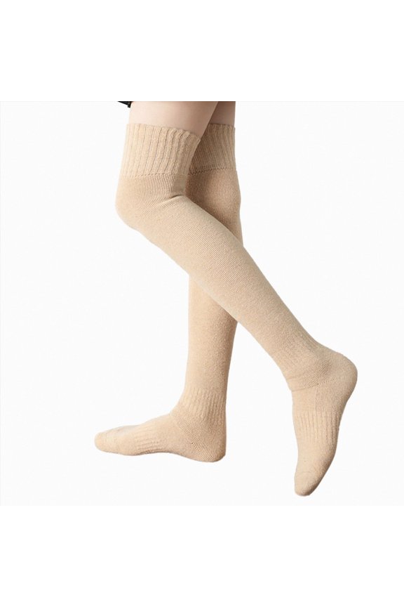 Cdudpw 2 Pairs Women Thigh High Socks Winter Thick Fleece Lined Over the Knee High Boot Stockings Leg Warmers(A,One Size)
