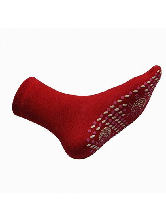 3 Pairs Self Heated Socks,Winter Thermal Foot Warmer Socks Self-Heating Therapy Magnetic Socks for Outdoor Skiing Camping(Red,One Size)