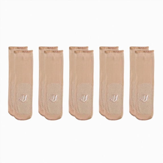 Cdudpw 5 Pairs Sheer Socks Women Nylon Socks, Thin Ankle Socks for Women, Dress Socks, Panty Hose Socks(Beige,One Size)