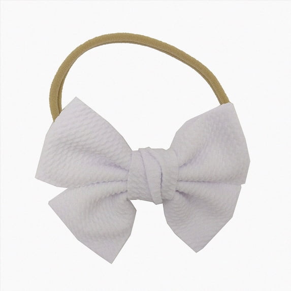 Cdudpw Baby Girls Headbands Hair Bows Nylon Linen Hairbands Handmade Hair Accessories for Newborn Infant Toddlers Little Girl and Kids(White,One Size)