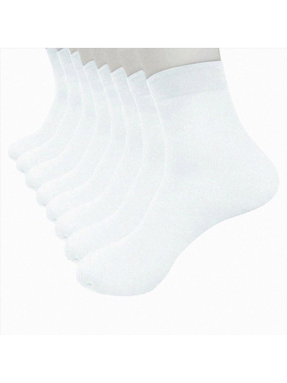 Cdudpw Elastic Short Fiber Pairs Stockings Men Silky Socks Ultra-thin Silk 4 Socks(white,One Size)
