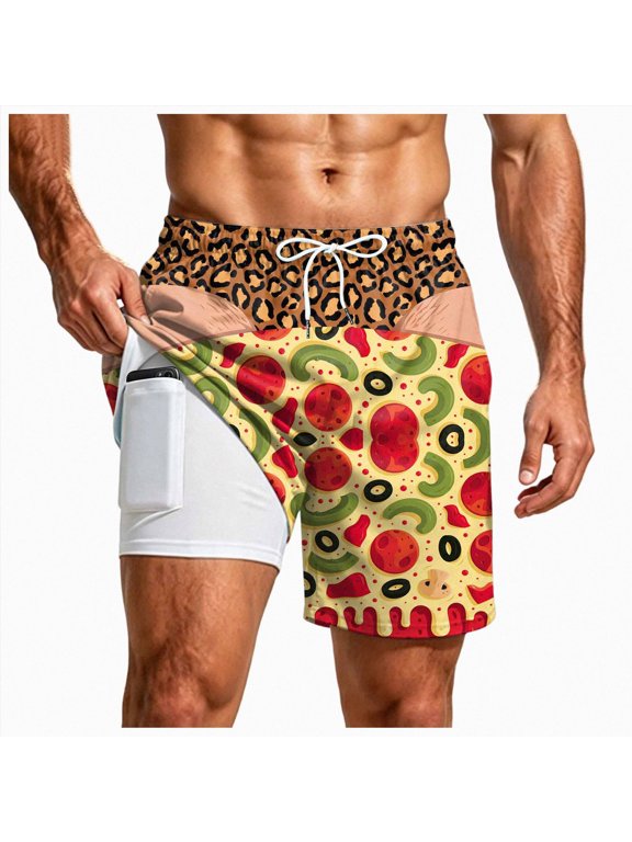 Funny Men's Swim Trunks Print Beach Shorts Beach Vacation Shorts for Him Vacation Gift for Dad Husband(W639-Yellow)