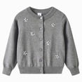 thumbnail image 1 of Cdudpw Girl's Flower Button Down Knitted Cardigan Loose Cute Crop Sweater Outwear(M240-Dark Gray), 1 of 5