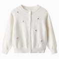 thumbnail image 1 of Cdudpw Girl's Flower Button Down Knitted Cardigan Loose Cute Crop Sweater Outwear(M240-White), 1 of 5