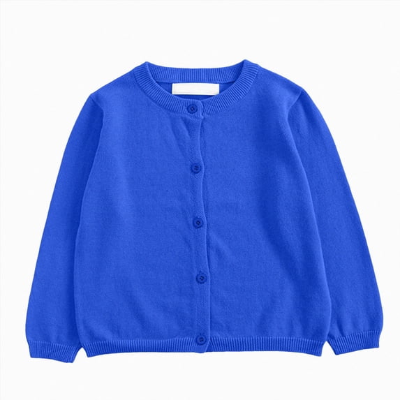 Cdudpw Girls Cardigan Sweater Toddler Kids Long Sleeve Button Knit Shrug Cropped Cover Up Jacket Tops(M243-Blue)