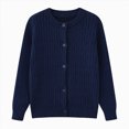 thumbnail image 1 of Cdudpw Girls' Long Sleeve Knitted Cardigan Kids Button Closure Shrug Sweaters Cropped Jacket Tops(M242-Blue), 1 of 9
