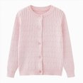 thumbnail image 1 of Cdudpw Girls' Long Sleeve Knitted Cardigan Kids Button Closure Shrug Sweaters Cropped Jacket Tops(M242-Pink), 1 of 7