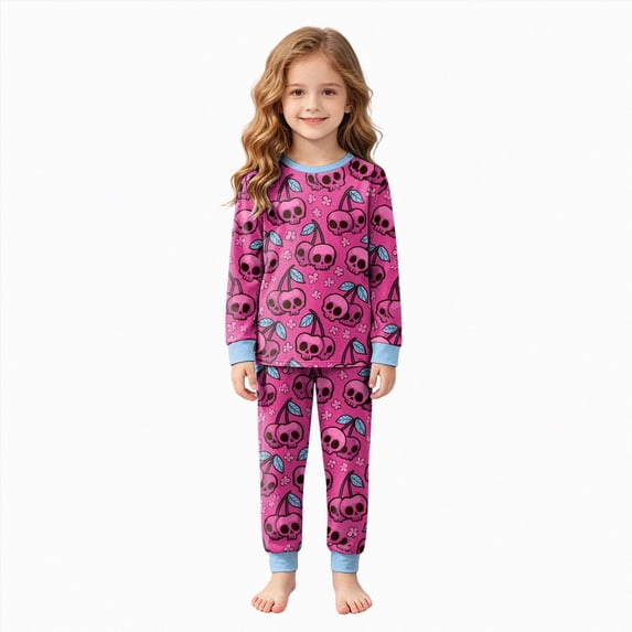 Zuwimk Halloween Girls Pajamas 2-Piece Pjs Set Kids Long Sleeve and Pants Jammies Casual Wear Girls' Sleepwear Lounge Clothes Outfits(A149-Hot Pink)