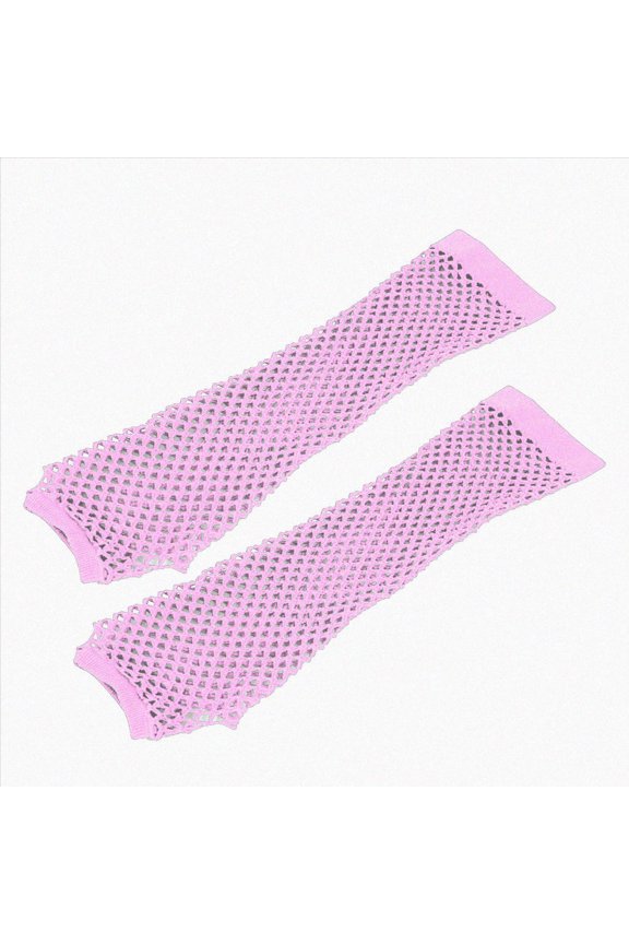 Lone Fishnet Gloves Fingerless For Women Fish Net Arm Sleeve Mesh Emo Goth Punk 80s Scene Accessories(Pink)