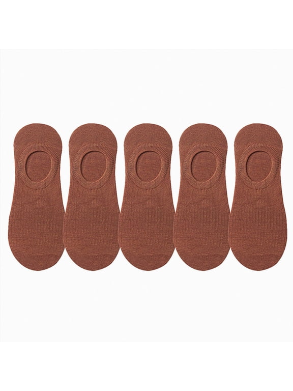 Cdudpw Mens No Show Socks Cotton Thin High Elasticity Low Cut Ankle Socks with Non Slip Grips 6 Pairs(Brown,One Size)