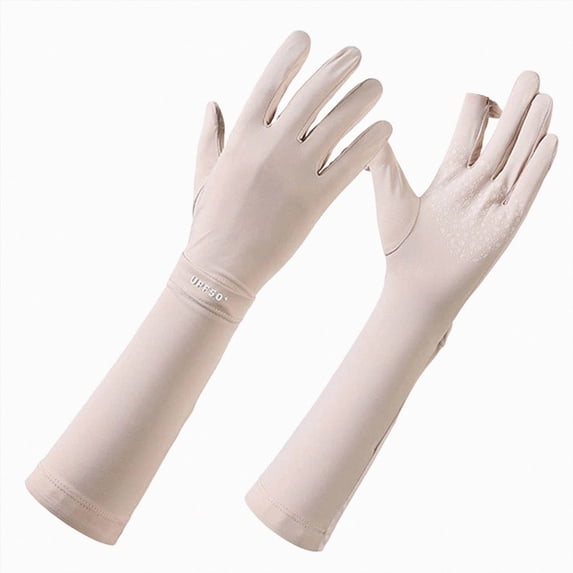 Cdudpw Women UV Long Sun Protection Gloves Touchscreen Arm Sun Driving Gloves 1Pairs UPF 50+ for Outdoor Sports Cycling(Beige)
