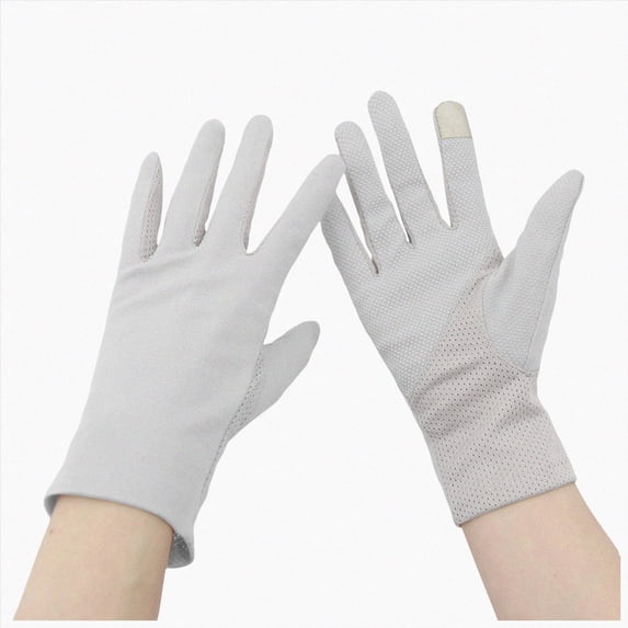 Cdudpw Women's UPF 50+ Driving Gloves -Sun Protection Cooling Ice Silk Gloves for Running Hiking, Anti-Slip UV Gloves (Grey)